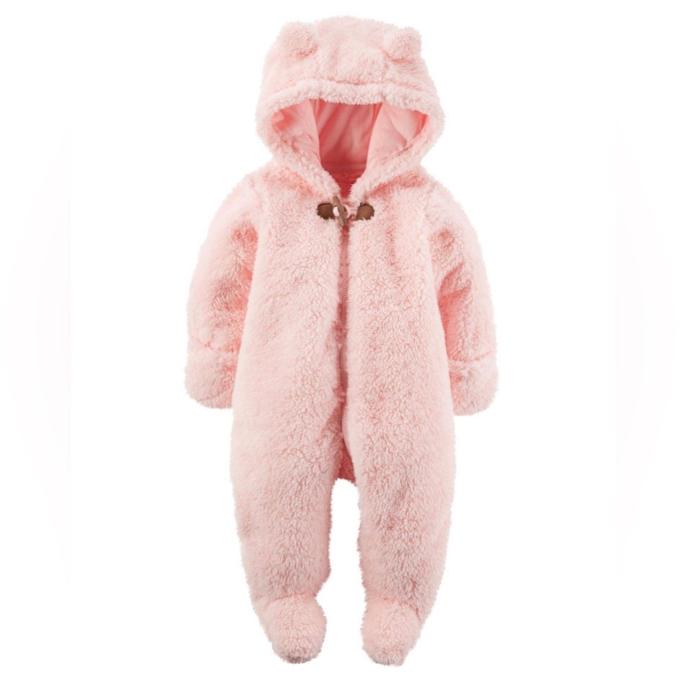 NWOT Carters Grey Sherpa Teddy Bear Baby Snow Suit